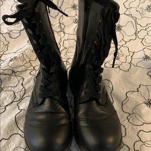 Black Laceup and Side Zipper Boots by Rampage